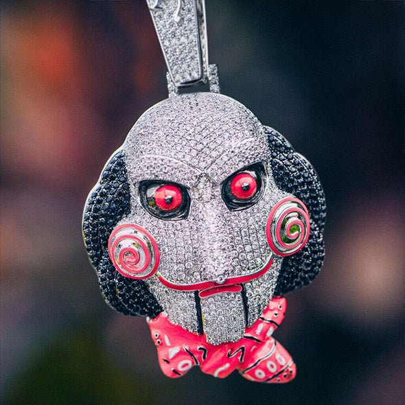 White Gold Iced Out Jigsaw Pendant Tripodjewelry