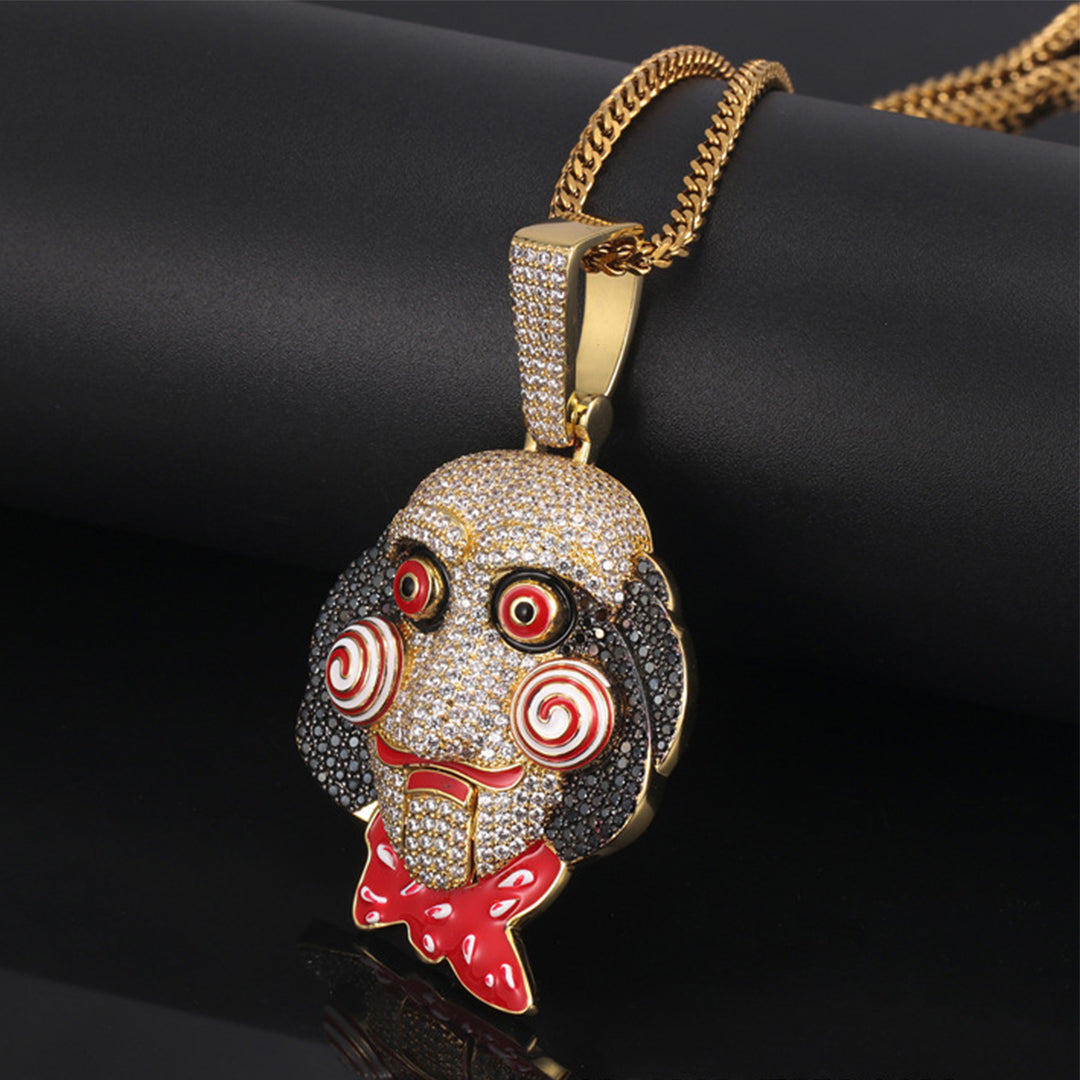 18K Gold Iced Out Jigsaw Pendant Jewelry