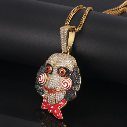 18K Gold Iced Out Jigsaw Pendant Jewelry