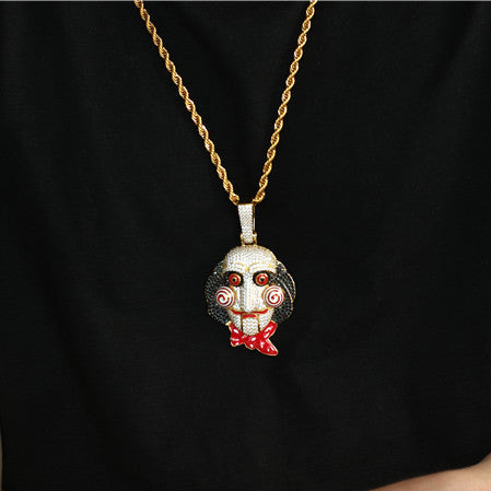 18K Gold Iced Out Jigsaw Pendant Jewelry