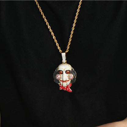 18K Gold Iced Out Jigsaw Pendant Jewelry