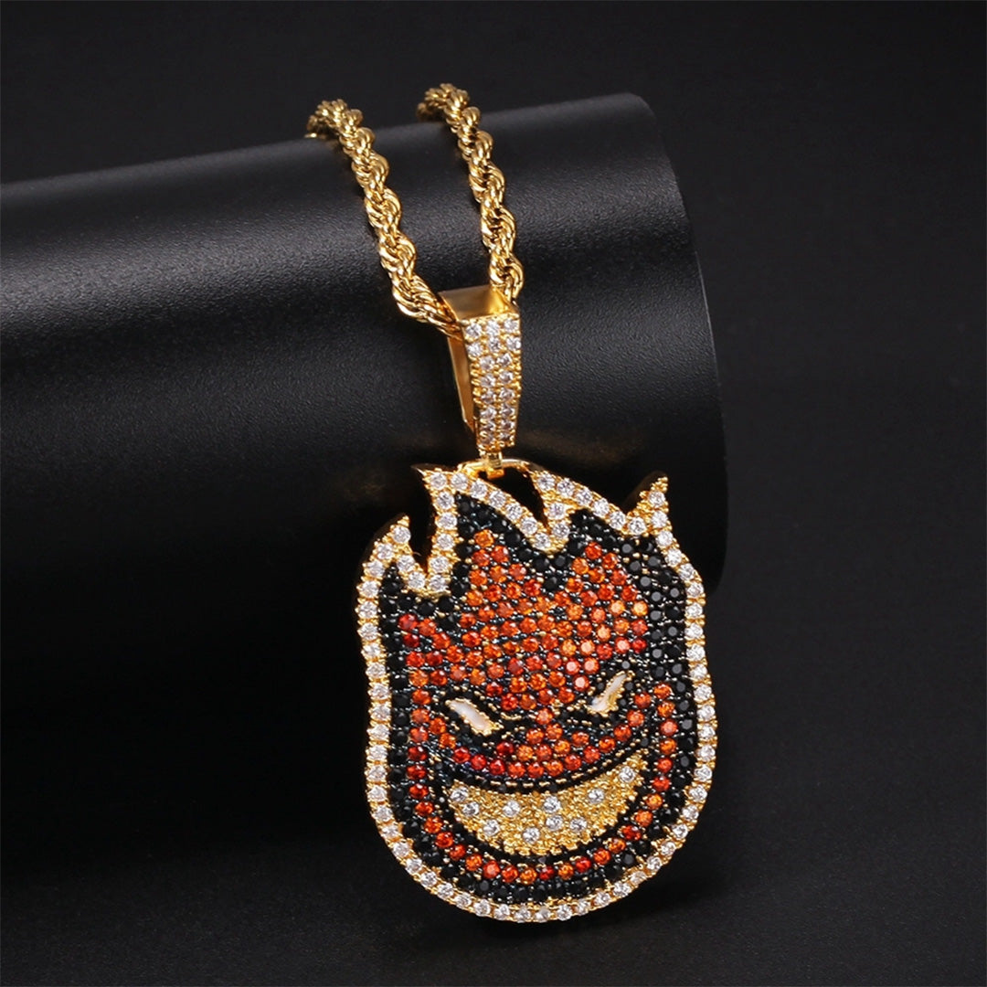 18K Gold Iced 2 Side Spitfire Pendant Tripodjewelry