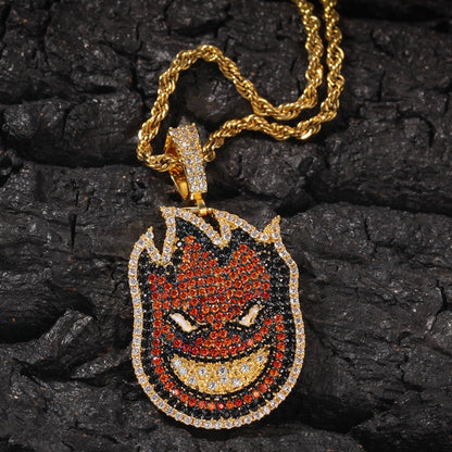 18K Gold Iced 2 Side Spitfire Pendant Tripodjewelry