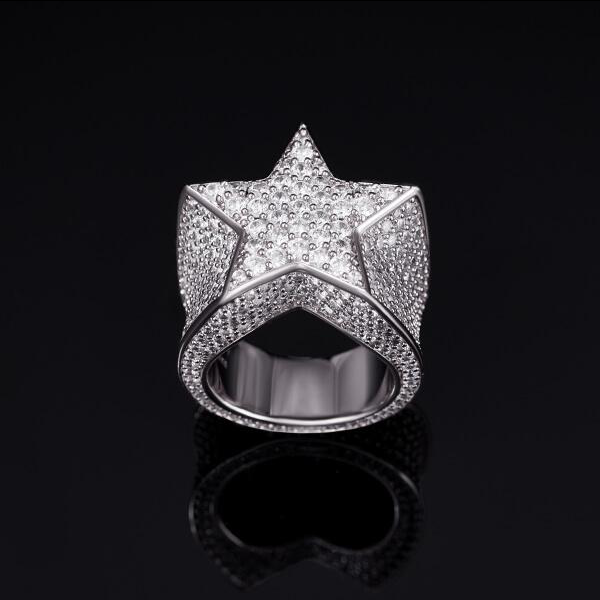 White Gold Iced Star Ring