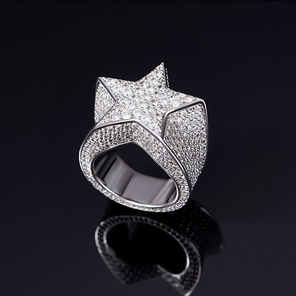 White Gold Iced Star Ring