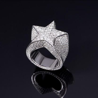 White Gold Iced Star Ring