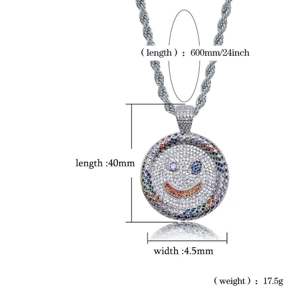 White Gold Iced Multicolour Smile Pendant Tripodjewelry