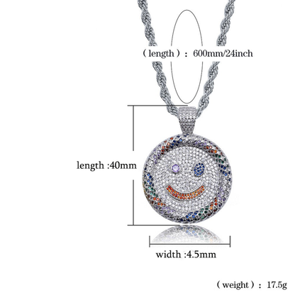 White Gold Iced Multicolour Smile Pendant Tripodjewelry