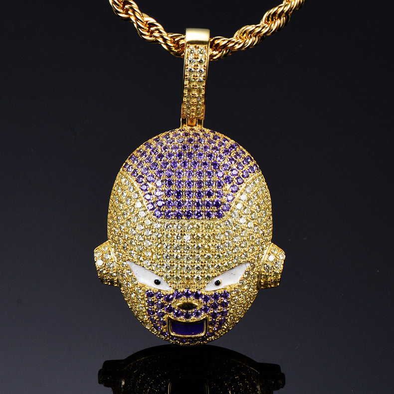 18K Gold Iced Frieza Pendant Tripodjewelry