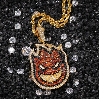18K Gold Iced 2 Side Spitfire Pendant Tripodjewelry