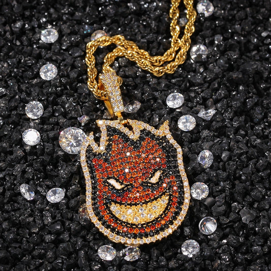18K Gold Iced 2 Side Spitfire Pendant Tripodjewelry