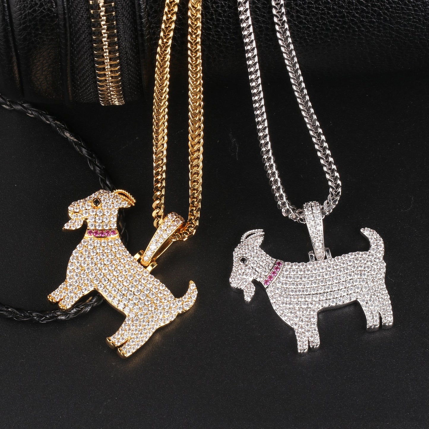 White Gold Iced Out  Goat Pendant Tripodjewelry
