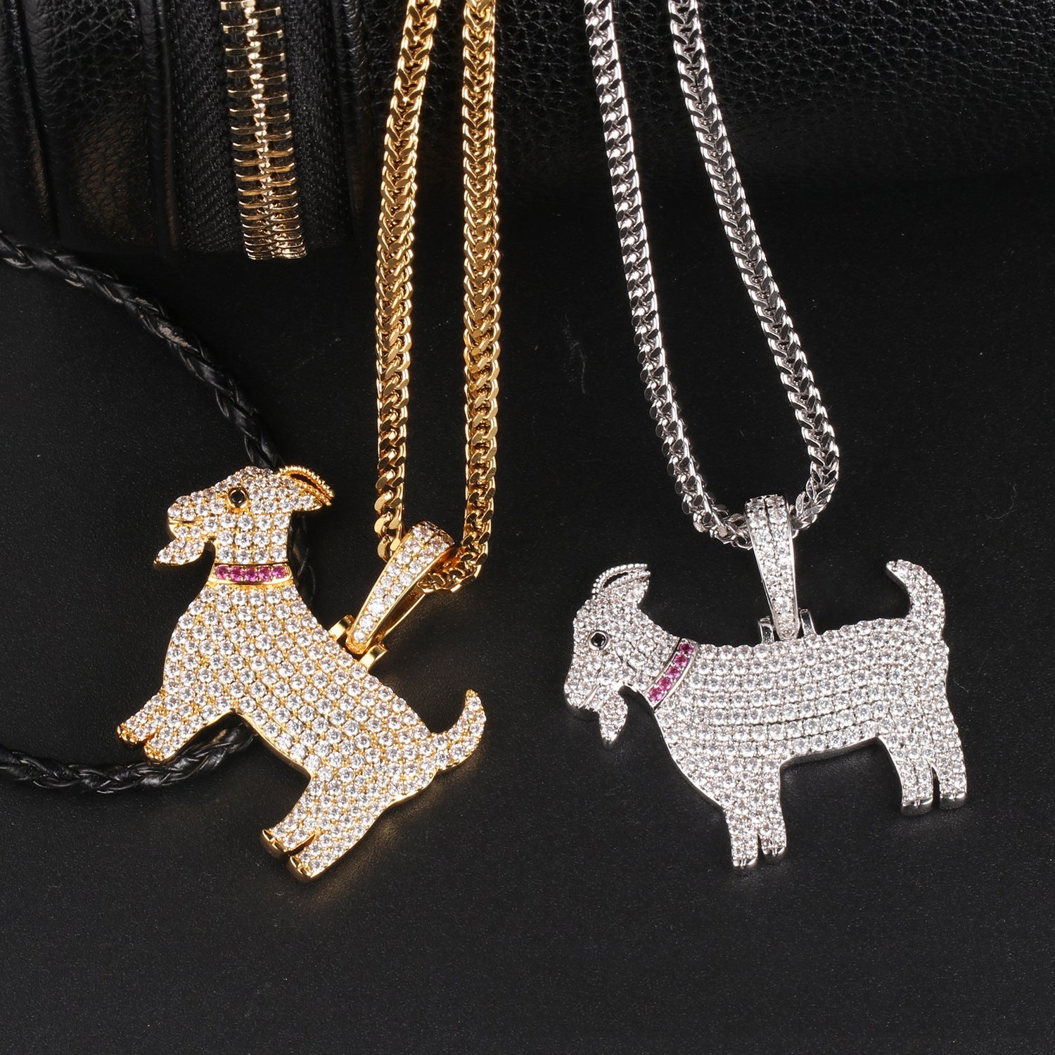 White Gold Iced Out  Goat Pendant Tripodjewelry
