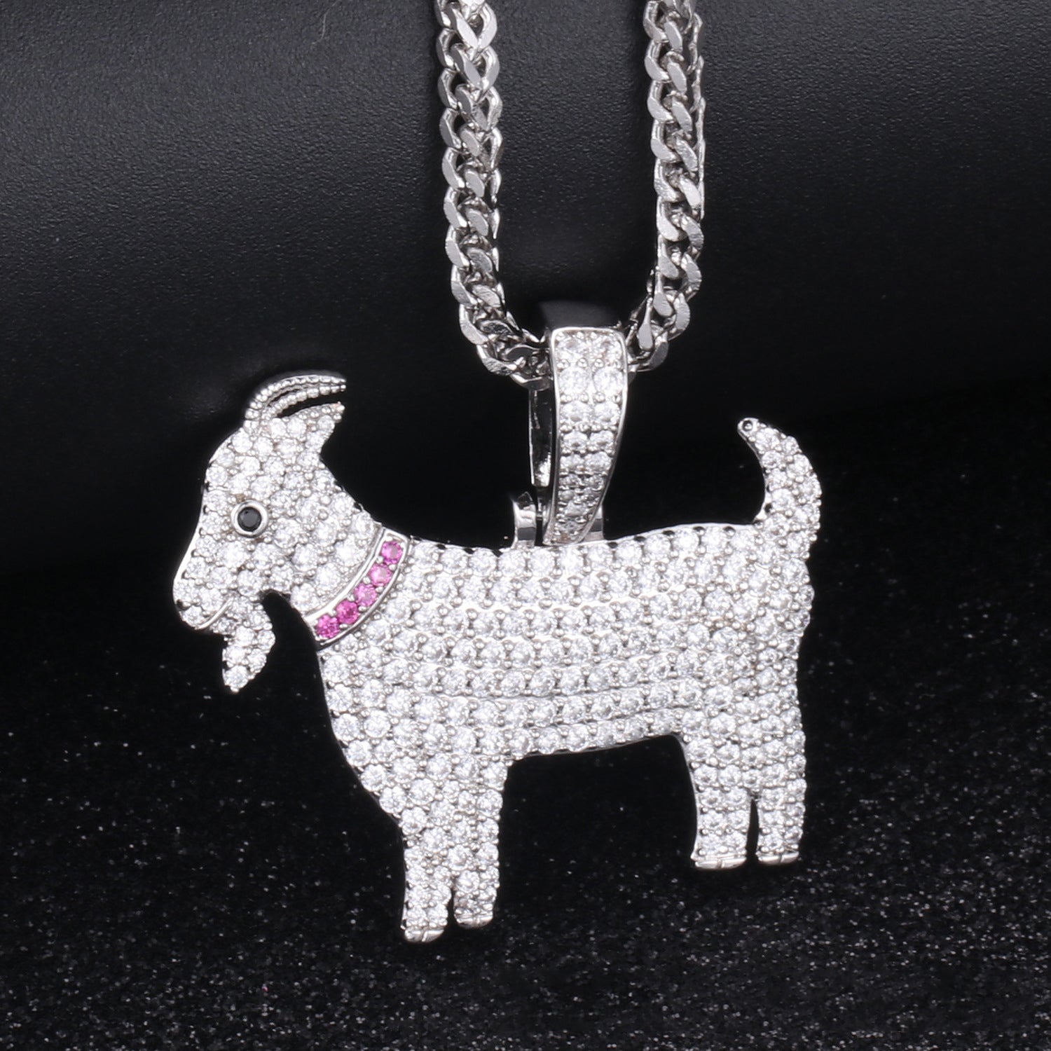 White Gold Iced Out  Goat Pendant Tripodjewelry