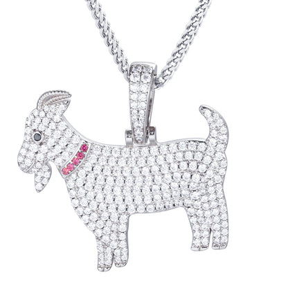 White Gold Iced Out  Goat Pendant Tripodjewelry